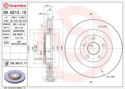 Bremžu diski BREMBO 09.N212.10