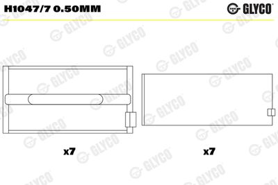 Подшипник коленвала GLYCO H1047/7 0.50mm