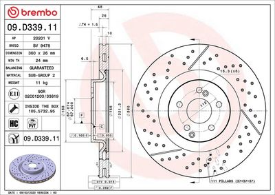 Тормозной диск BREMBO 09.D339.11