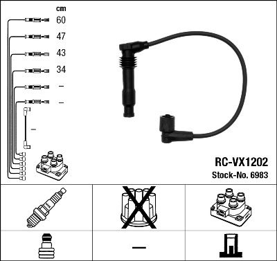 NGK 6983 Augstsprieguma vadu komplekts