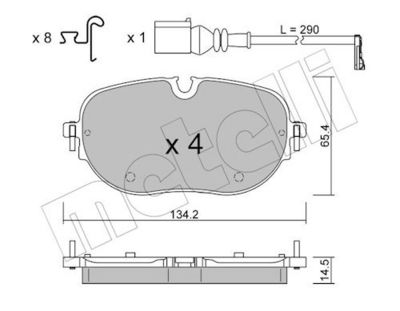 Bremžu uzliku kompl., Disku bremzes METELLI 22-1318-0