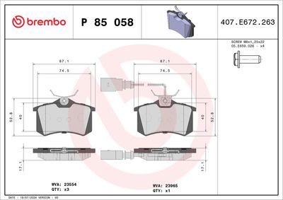 Bremžu uzliku kompl., Disku bremzes BREMBO P 85 058