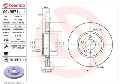 Bremžu diski BREMBO 09.D571.11