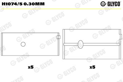 Подшипник коленвала GLYCO H1074/5 0.30mm