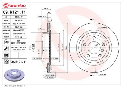 Тормозной диск BREMBO 09.R121.11