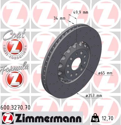 Bremžu diski ZIMMERMANN 600.3270.70
