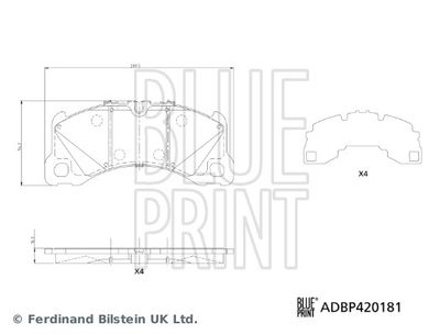 Bremžu uzliku kompl., Disku bremzes BLUE PRINT ADBP420181