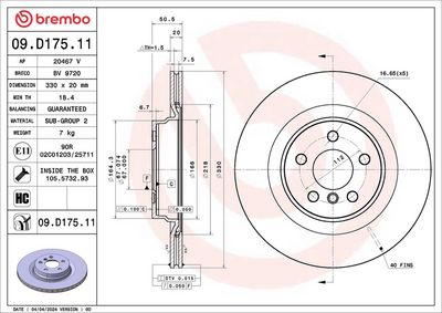 Bremžu diski BREMBO 09.D175.11