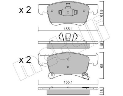Bremžu uzliku kompl., Disku bremzes METELLI 22-1035-0
