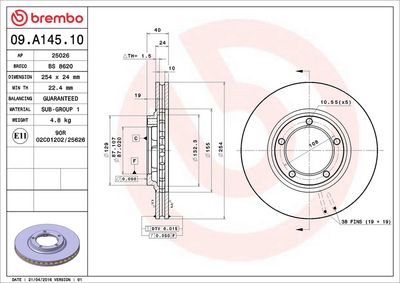 Bremžu diski BREMBO 09.A145.10