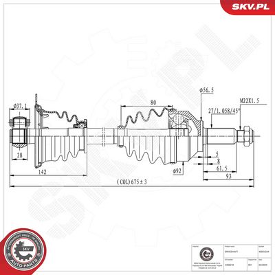 Piedziņas vārpsta ESEN SKV 40SKV244