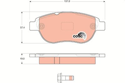 Bremžu uzliku kompl., Disku bremzes TRW GDB1624