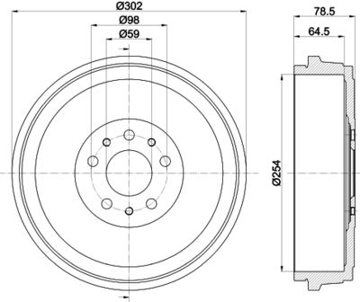 Bremžu trumulis HELLA PAGID 8DT 355 303-341