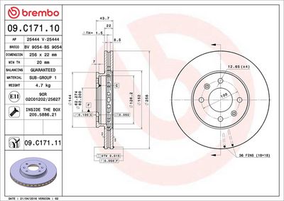 Тормозной диск BREMBO 09.C171.11