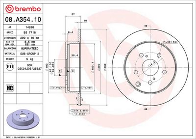 Bremžu diski BREMBO 08.A354.10