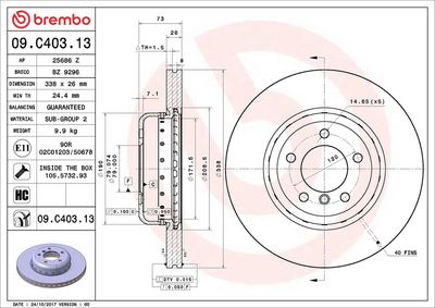 Тормозной диск BREMBO 09.C403.13