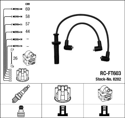 Augstsprieguma vadu komplekts NGK 8202