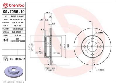 Тормозной диск BREMBO 09.7056.11
