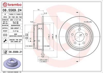 Тормозной диск BREMBO 08.5569.21