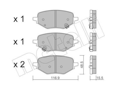 Bremžu uzliku kompl., Disku bremzes METELLI 22-1394-0