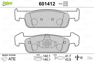 Bremžu uzliku kompl., Disku bremzes VALEO 601412