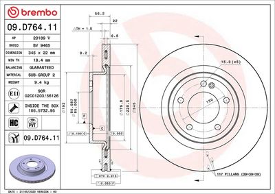 Тормозной диск BREMBO 09.D764.11