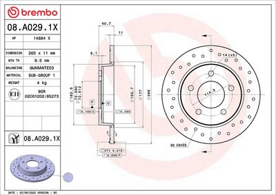 Тормозной диск BREMBO 08.A029.1X