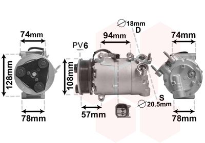 Компрессор, кондиционер VAN WEZEL 1800K450