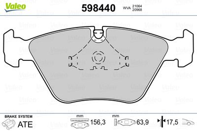 Bremžu uzliku kompl., Disku bremzes VALEO 598440
