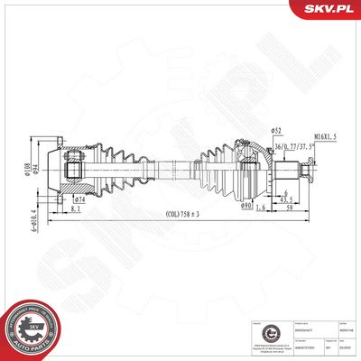 Piedziņas vārpsta ESEN SKV 40SKV148