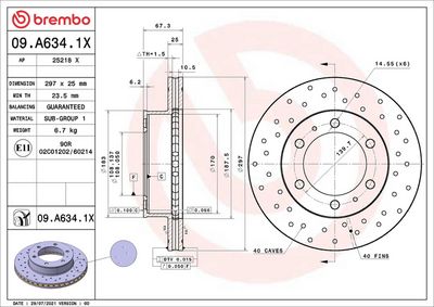 Тормозной диск BREMBO 09.A634.1X