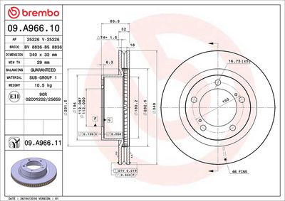 Bremžu diski BREMBO 09.A966.10