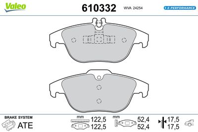 Bremžu uzliku kompl., Disku bremzes VALEO 610332