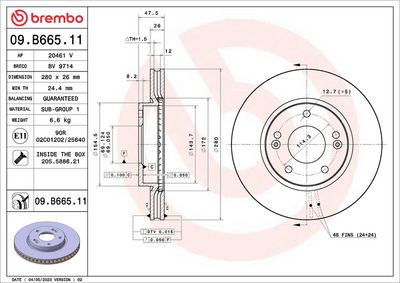 Тормозной диск BREMBO 09.B665.11