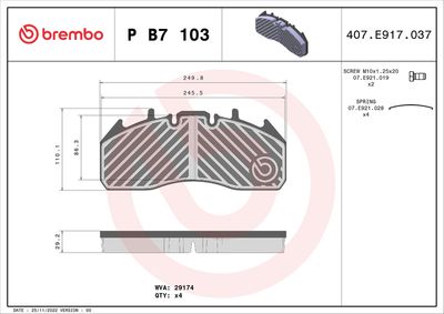klocki ham. CV przód/tył RENAULT TRUCKS/VOLVO BREMBO P B7 103