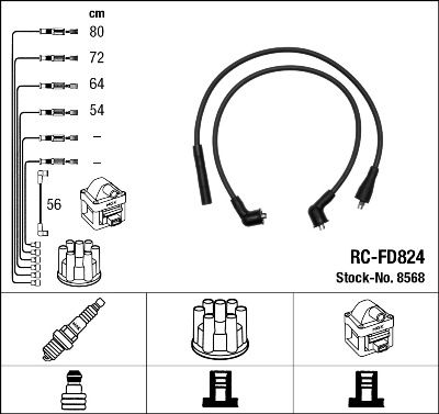 Augstsprieguma vadu komplekts NGK 8568