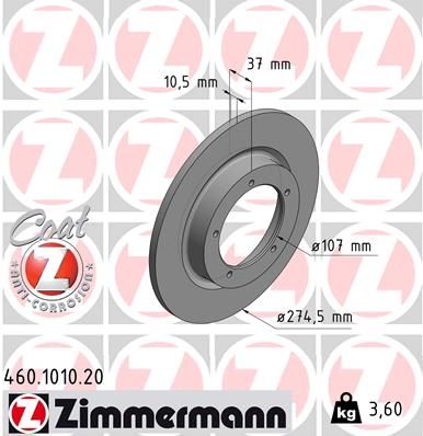 Bremžu diski ZIMMERMANN 460.1010.20