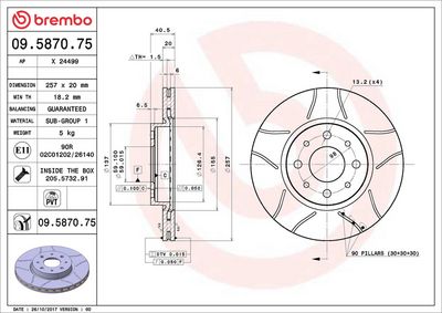 Тормозной диск BREMBO 09.5870.75