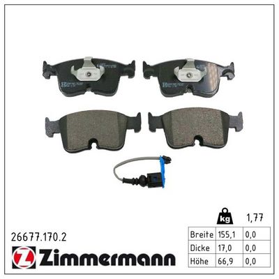 Bremžu uzliku kompl., Disku bremzes ZIMMERMANN 26677.170.2