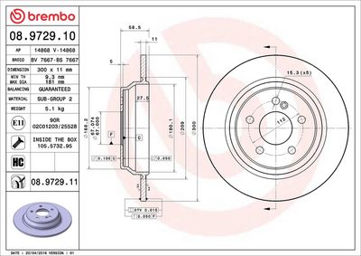 Тормозной диск BREMBO 08.9729.11