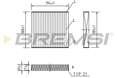Фильтр, воздух во внутренном пространстве BREMSI FC0171A