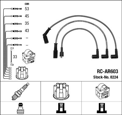Augstsprieguma vadu komplekts NGK 8224