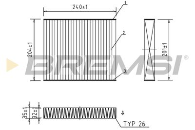 Фильтр, воздух во внутренном пространстве BREMSI FC0073C