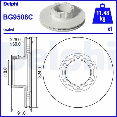 Тормозной диск DELPHI BG9508C