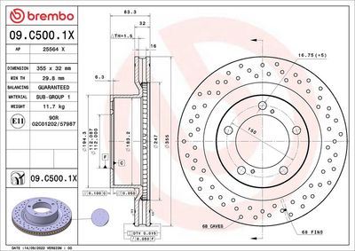Тормозной диск BREMBO 09.C500.1X