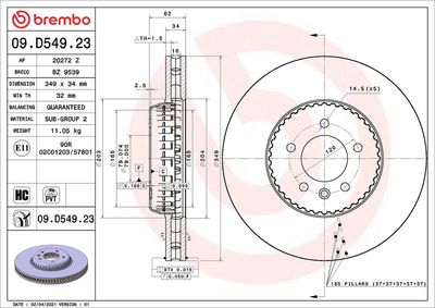 Bremžu diski BREMBO 09.D549.23