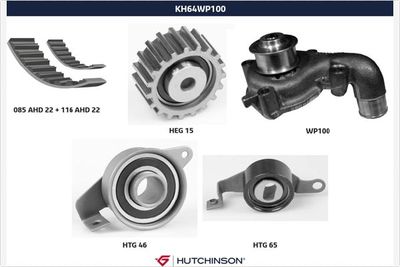 Ūdenssūknis + Zobsiksnas komplekts HUTCHINSON KH 64WP100