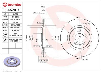 Тормозной диск BREMBO 09.5570.10