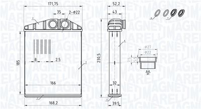 Теплообменник, отопление салона MAGNETI MARELLI 350218426000
