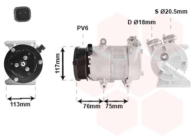 Компрессор, кондиционер VAN WEZEL 0200K185